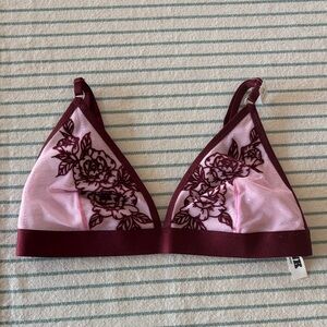 PINK Victoria's Secret Pink and Burgundy Floral Bralette